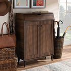 Baxton Studio Cormier Mid-Century Modern Walnut Brown finished 2-Door Wood Entryway Shoe Storage Cabinet