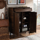 Baxton Studio Cormier Mid-Century Modern Walnut Brown finished 2-Door Wood Entryway Shoe Storage Cabinet