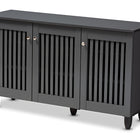 Baxton Studio Fernanda Modern and Contemporary Dark Gray 3-Door Wooden Entryway Shoe Storage Wide Cabinet