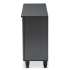 Baxton Studio Fernanda Modern and Contemporary Dark Gray 3-Door Wooden Entryway Shoe Storage Wide Cabinet