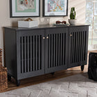 Baxton Studio Fernanda Modern and Contemporary Dark Gray 3-Door Wooden Entryway Shoe Storage Wide Cabinet