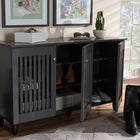Baxton Studio Fernanda Modern and Contemporary Dark Gray 3-Door Wooden Entryway Shoe Storage Wide Cabinet