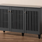 Baxton Studio Fernanda Modern and Contemporary Dark Gray 3-Door Wooden Entryway Shoe Storage Wide Cabinet