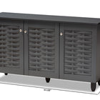 Baxton Studio Winda Modern and Contemporary Dark Gray 3-Door Wooden Entryway Shoe Storage Cabinet