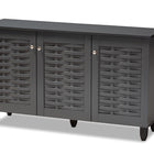 Baxton Studio Winda Modern and Contemporary Dark Gray 3-Door Wooden Entryway Shoe Storage Cabinet