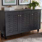 Baxton Studio Winda Modern and Contemporary Dark Gray 3-Door Wooden Entryway Shoe Storage Cabinet