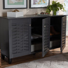 Baxton Studio Winda Modern and Contemporary Dark Gray 3-Door Wooden Entryway Shoe Storage Cabinet