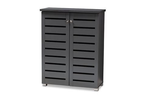 Baxton Studio Adalwin Modern and Contemporary Dark Gray 2-Door Wooden Entryway Shoe Storage Cabinet
