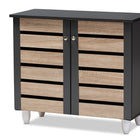 Baxton Studio Gisela Modern and Contemporary Two-Tone Oak and Dark Gray 2-Door Shoe Storage Cabinet