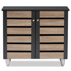 Baxton Studio Gisela Modern and Contemporary Two-Tone Oak and Dark Gray 2-Door Shoe Storage Cabinet