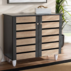Baxton Studio Gisela Modern and Contemporary Two-Tone Oak and Dark Gray 2-Door Shoe Storage Cabinet