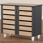 Baxton Studio Gisela Modern and Contemporary Two-Tone Oak and Dark Gray 2-Door Shoe Storage Cabinet