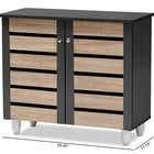 Baxton Studio Gisela Modern and Contemporary Two-Tone Oak and Dark Gray 2-Door Shoe Storage Cabinet