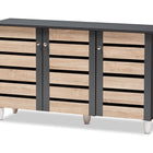 Baxton Studio Gisela Modern and Contemporary Two-Tone Oak and Dark Gray 3-Door Shoe Storage Cabinet