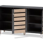 Baxton Studio Gisela Modern and Contemporary Two-Tone Oak and Dark Gray 3-Door Shoe Storage Cabinet