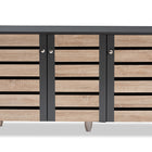 Baxton Studio Gisela Modern and Contemporary Two-Tone Oak and Dark Gray 3-Door Shoe Storage Cabinet