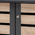 Baxton Studio Gisela Modern and Contemporary Two-Tone Oak and Dark Gray 3-Door Shoe Storage Cabinet