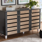 Baxton Studio Gisela Modern and Contemporary Two-Tone Oak and Dark Gray 3-Door Shoe Storage Cabinet