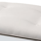 Baxton Studio Marielle Hollywood Regency Glamour Style Off White Fabric Upholstered Mirrored Ottoman Vanity Bench