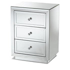 Baxton Studio Lina Modern and Contemporary Hollywood Regency Glamour Style Mirrored 3-Drawer End Table