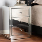 Baxton Studio Lina Modern and Contemporary Hollywood Regency Glamour Style Mirrored 3-Drawer End Table 