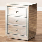 Baxton Studio Lina Modern and Contemporary Hollywood Regency Glamour Style Mirrored 3-Drawer End Table