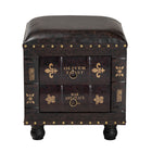 Baxton Studio Charlier Rustic Antique Inspired Dark Brown Faux Leather Upholstered Wood Storage Ottoman with Book Spine Drawer