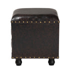 Baxton Studio Charlier Rustic Antique Inspired Dark Brown Faux Leather Upholstered Wood Storage Ottoman with Book Spine Drawer