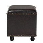 Baxton Studio Charlier Rustic Antique Inspired Dark Brown Faux Leather Upholstered Wood Storage Ottoman with Book Spine Drawer