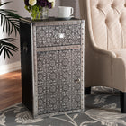 Baxton Studio Cosette Vintage Industrial Silver Metal Floral Accent Cabinet