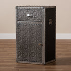 Baxton Studio Cosette Vintage Industrial Silver Metal Floral Accent Cabinet