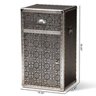 Baxton Studio Cosette Vintage Industrial Silver Metal Floral Accent Cabinet