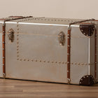 Baxton Studio Bechet French Industrial Silver Metal Storage Trunk