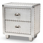 Baxton Studio Davet French Industrial Silver Metal 2-Drawer End Table