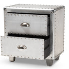 Baxton Studio Davet French Industrial Silver Metal 2-Drawer End Table