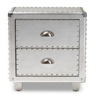 Baxton Studio Davet French Industrial Silver Metal 2-Drawer End Table