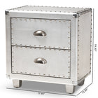 Baxton Studio Davet French Industrial Silver Metal 2-Drawer End Table
