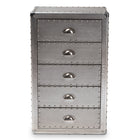 Baxton Studio Davet French Industrial Silver Metal 5-Drawer Accent Storage Cabinet