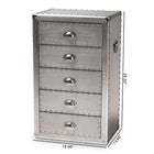 Baxton Studio Davet French Industrial Silver Metal 5-Drawer Accent Storage Cabinet