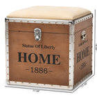 Baxton Studio Violetta Vintage Industrial Beige Fabric Upholstered Wood Storage Trunk Ottoman