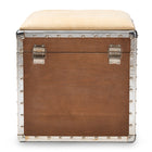 Baxton Studio Violetta Vintage Industrial Beige Fabric Upholstered Wood Storage Trunk Ottoman
