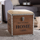Baxton Studio Violetta Vintage Industrial Beige Fabric Upholstered Wood Storage Trunk Ottoman