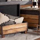 Baxton Studio Marelli Rustic Dark Brown Faux Leather Upholstered 2-Piece Wood Storage Trunk Ottoman Set