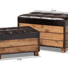 Baxton Studio Marelli Rustic Dark Brown Faux Leather Upholstered 2-Piece Wood Storage Trunk Ottoman Set