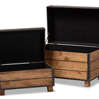 Baxton Studio Marelli Rustic Dark Brown Faux Leather Upholstered 2-Piece Wood Storage Trunk Ottoman Set