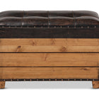Baxton Studio Marelli Rustic Dark Brown Faux Leather Upholstered 2-Piece Wood Storage Trunk Ottoman Set