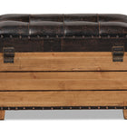 Baxton Studio Marelli Rustic Dark Brown Faux Leather Upholstered 2-Piece Wood Storage Trunk Ottoman Set