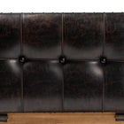 Baxton Studio Marelli Rustic Dark Brown Faux Leather Upholstered 2-Piece Wood Storage Trunk Ottoman Set