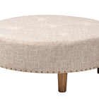 Baxton Studio Vinet Modern and Contemporary Beige Fabric Upholstered Natural Wood Cocktail Ottoman