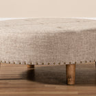 Baxton Studio Vinet Modern and Contemporary Beige Fabric Upholstered Natural Wood Cocktail Ottoman